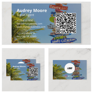 Minimalistkoden Qr för resande Agent Logotyp Visitkort