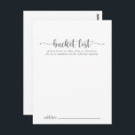 Minimalistkort för Bucket-lista Silver Bröllop Vykort<br><div class="desc">Dessa minimalistiska silver bröllop-hakerkort är perfektens verksamhet för en rustisk bröllopsmottagning eller möhippa. Den enkla utformningen och utformningen av eleganten har skripttypografin klassisk och finare i silver. Ändra ordalydelsen till kostym vid alla livshändelser. Bucketlistskylten säljs separat.</div>