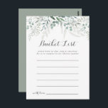 Minimalistkort för grekiska eukalyptus Bucket List Vykort<br><div class="desc">Dessa minimalistiska gröna eucalyptus bucket list-kort är perfekten för en rustik bröllopsmottagning eller -möhippa. Utformningen har grönt eucalyptus löv för vattenfärgsfärgers elegant. Bucket List-skylten säljs separat.</div>