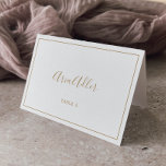 Minimalistkort för Guld Bröllop Bordsnummer<br><div class="desc">Dessa minimalistiska platskort från guld bröllop är perfekt för ett enkelt bröllop. Den moderna romantiska designen har klassisk guld och vit typografi parad med en rografi av rustik men elegant med vintage hand-bokstäver i stil. Anpassade i alla färg. Behålla designen enkel och elegant, som den är, eller anpassa den genom...</div>