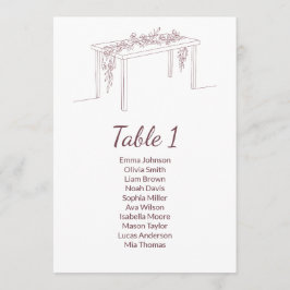 Minimalistkort för sätesscheman för Elegant bröllo Program