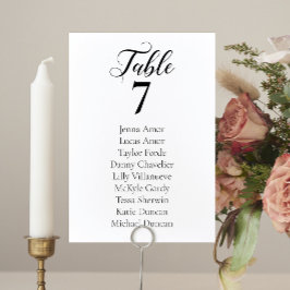 Minimalistkort för sätesschemat Bröllop i elegant Bordsnummer