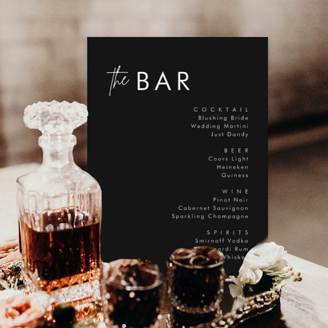 Minimalistkort för svarta Bröllop-drycker Pub-menu Meny (Skapare uppladdad)