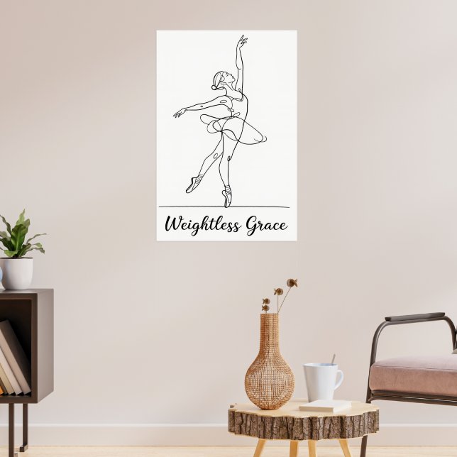 Minimalistlinje Art Ballerina Poster (Vardagsrum 3)