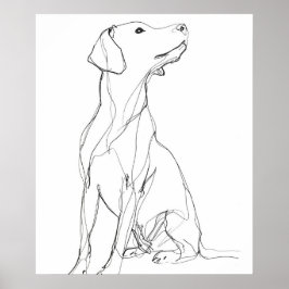 Minimalistlinje hund III Poster