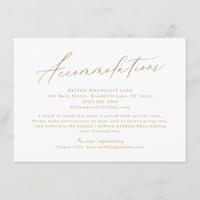 Minimalistlogi för moderna skript i guld tilläggskort (Framsida)