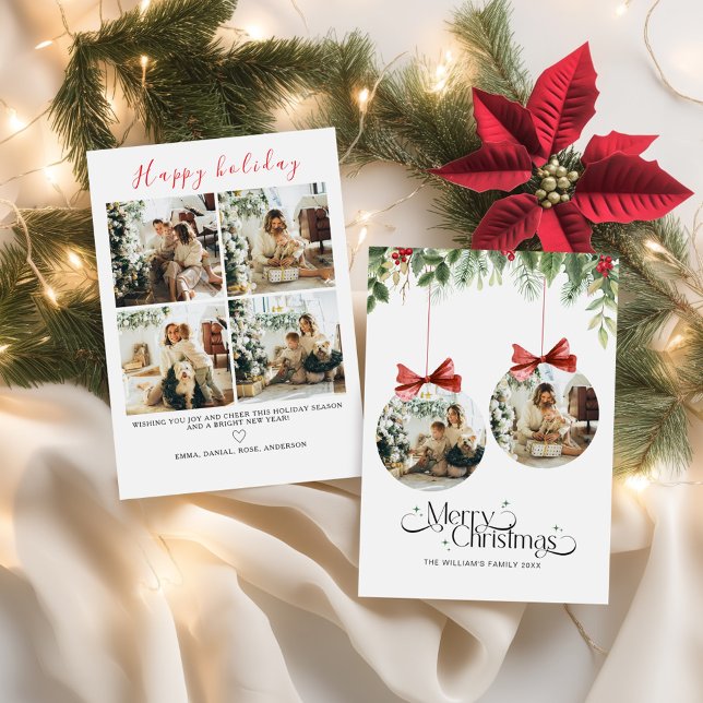 Minimalistmall för familjefotojulkort julkort (Family Photo Christmas Card Template Minimalist)