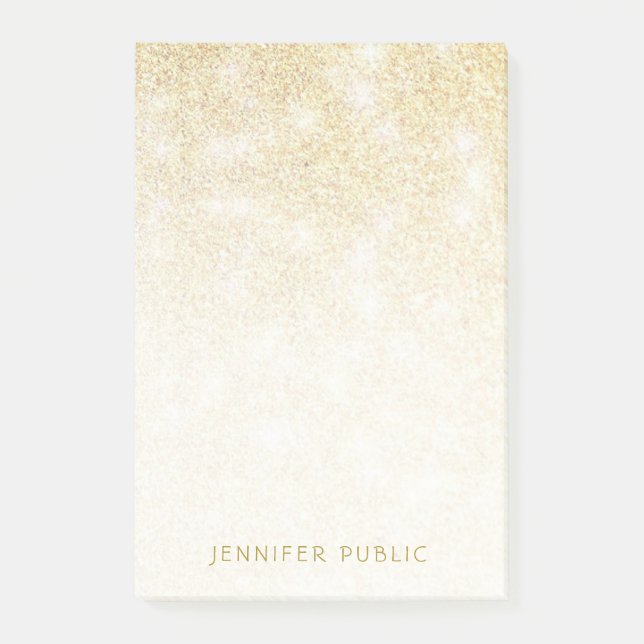 Minimalistmall för modern Elegant Guld Glitter Post-it Block (Framsida)