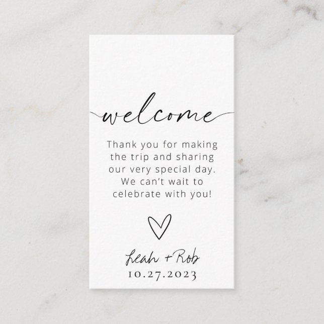 MinimalistMärkre för välkomstblocket Black & White Tilläggskort (Framsida)