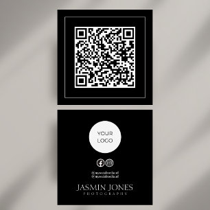 Minimalistmedia för svart och vitt QR-kod Social Fyrkantigt Visitkort