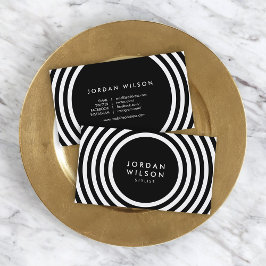 Minimalistmedia i Black & White Round Linjer Socia Visitkort