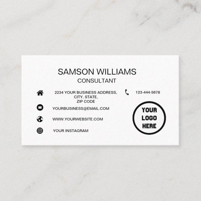 Minimalistmedieikoner för anpassningsbar Logotyp S Visitkort (Framsida)