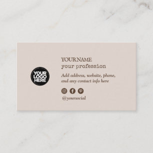 Minimalistmedieikoner för anpassningsbar Logotyp Visitkort