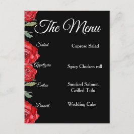 Minimalistmeny för Elegant av vattenfärg i röd ros Vykort