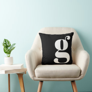 Minimalistmonogram för svart och vitt kudde