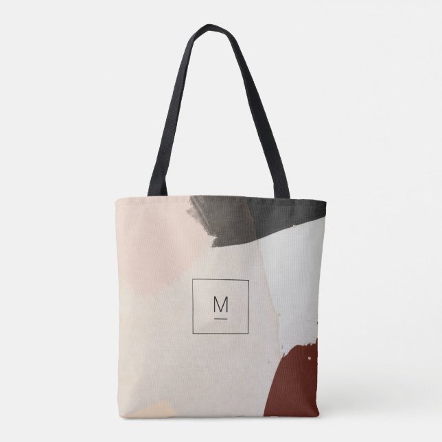 Minimalistpenseldrag Rosa Burgundy Tote Bag Tygkasse (Baksida)