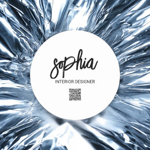 Minimalistpenselskript för företag - vitt runt klistermärke