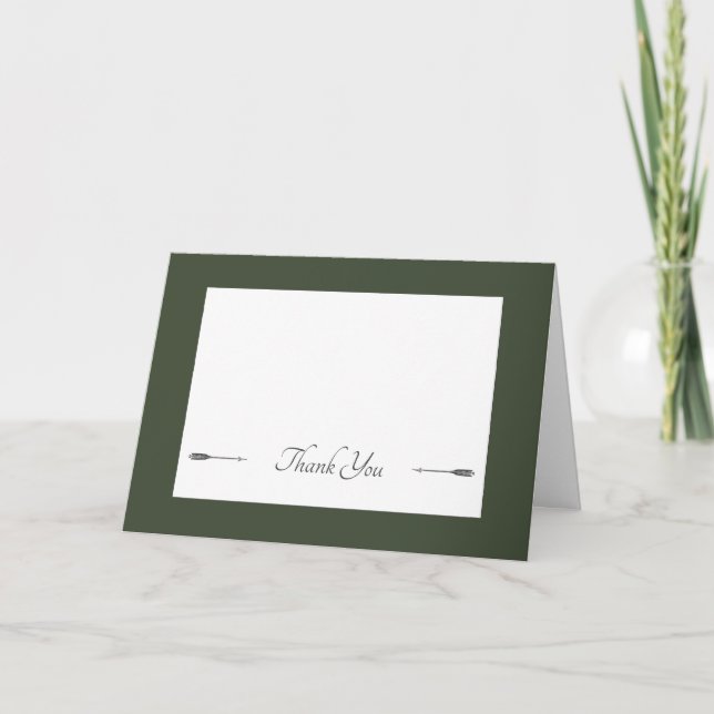 Minimalistpilar Bröllop | OLIV GRÖNT Tack Kort (Framsida)