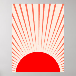 Minimaliströdor Sol och Sol Poster
