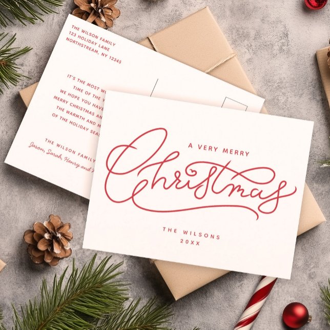 Minimalistskript för Red God jul Helg Vykort (Skapare uppladdad)