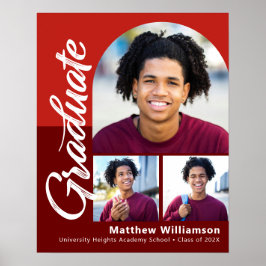 Minimalistskript för Red Studenten 3-foto-fet ark Poster