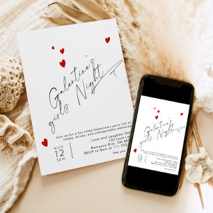 Minimalistskript Girls Galentines party Inbjudningar