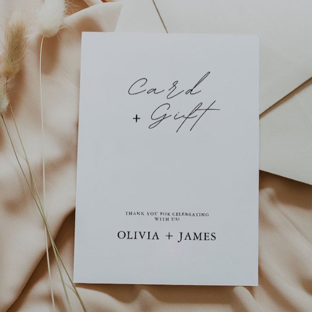 Minimalistskylt för Bröllopskort och gåvor. Inbjudningar (Minimalist Wedding Cards and Gifts Sign,)