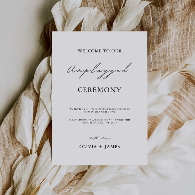 Minimalistskylt över Ceremony Bröllop utan pluggni Inbjudningar (Minimalist Unplugged Ceremony Wedding Sign, Invitation)