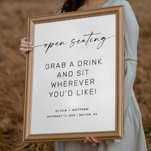 Minimalistskylt över öppet säte i Bröllop   Modern Poster