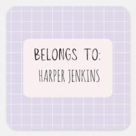 Minimaliststämplar för "Tillhör to"-namn Fyrkantigt Klistermärke