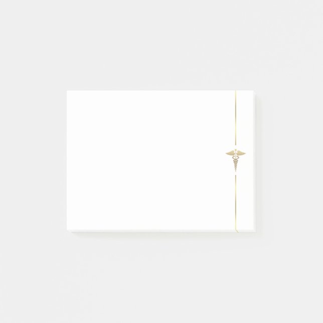 Minimalistsymbolanteckningar för Guld Caduceus Post-it Block (Framsida)
