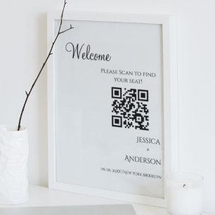 Minimalisttecken för bröllop-sätesdiagram Qr-kod Poster