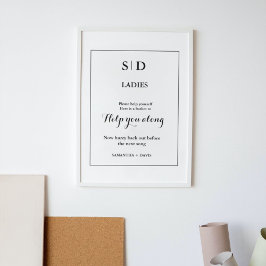 Minimalisttecken för Monogram Bröllop Bathroom Bas Poster
