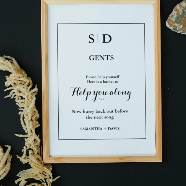 Minimalisttecken för Monogram Bröllop Bathroom Bas Poster (Skapare uppladdad)