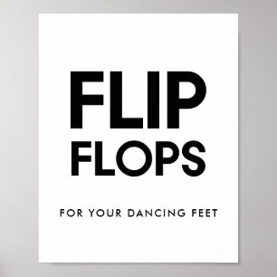 Minimalisttecken för svart och vitt Flinflip flops Poster