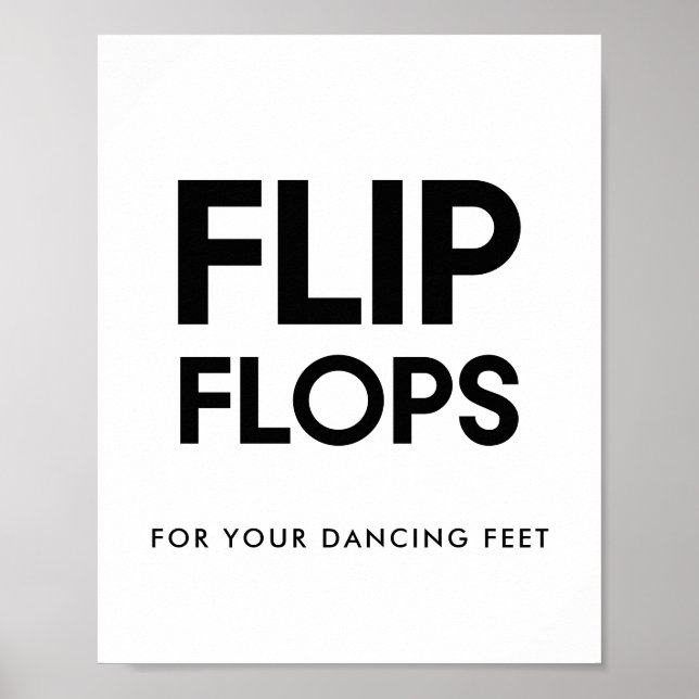 Minimalisttecken för svart och vitt Flinflip flops Poster (Framsidan)