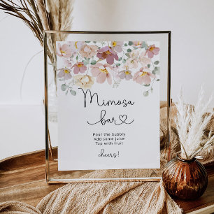 Minimalisttecken för vilda blommor mimosa pub poster