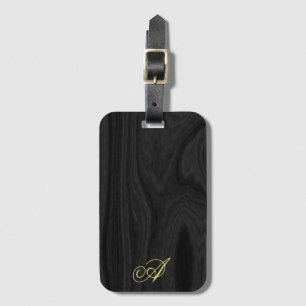 Minimalistträ Mönster Monogram Handskriftlig Bagagebricka