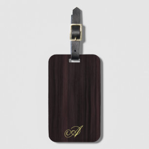Minimalistträ Mönster Monogram Handskriftlig Bagagebricka