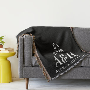 Minimalistvävnad i bröllop, monogram Bride och Gro Filt