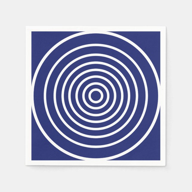 Minimalistvita marinblå cirklar rand mönster pappersservett (Framsidan)