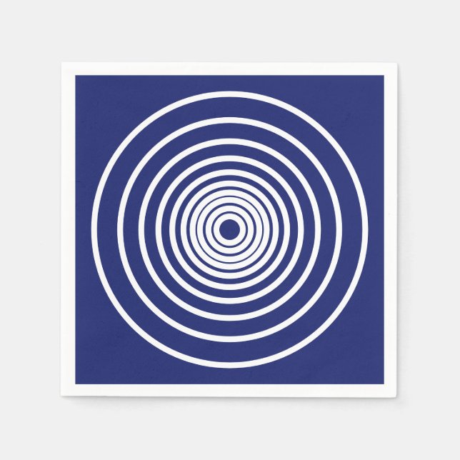 Minimalistvita marinblå cirklar rand mönster pappersservett (Framsidan)