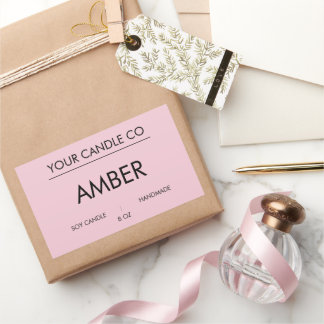 MinimalPink RektangelLjusKyla – Amber Doftljus Rektangulärt Klistermärke