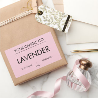 MinimalPink RektangelLjusLapp–LavendelSojaLjus Rektangulärt Klistermärke