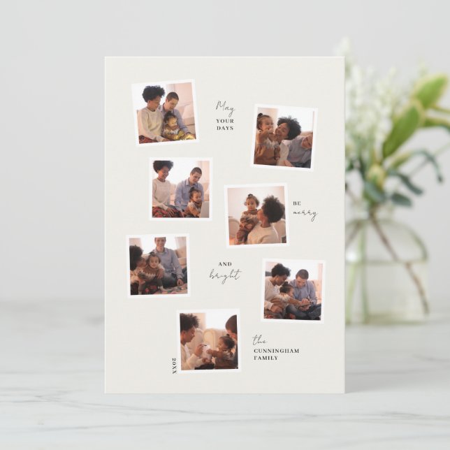 Minimalt 7-fotokort för helgdag julkort (Stående Fram)