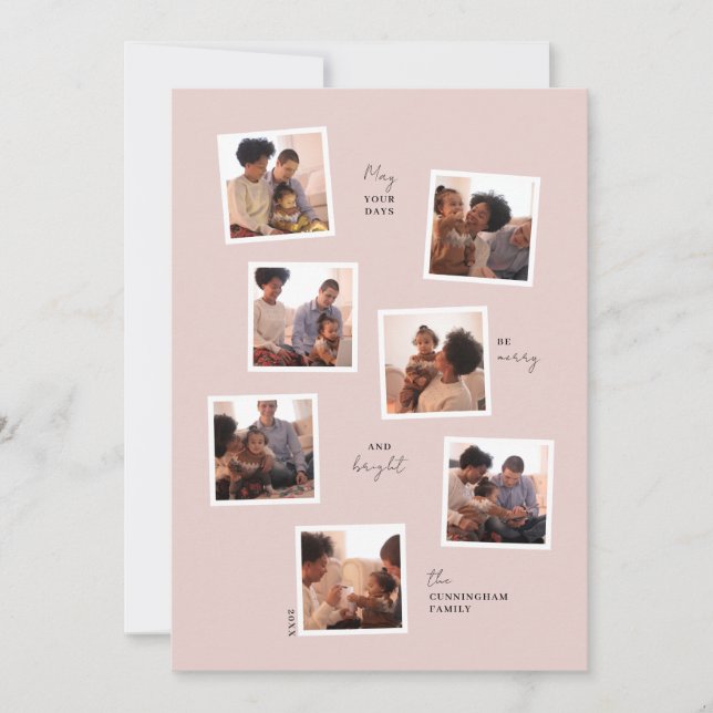 Minimalt 7-fotokort för helgdag julkort (Framsida)