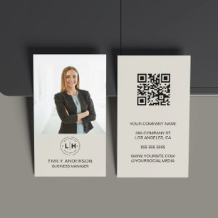 Minimalt Affärskort för foto-QR-fotoProfessionell Visitkort