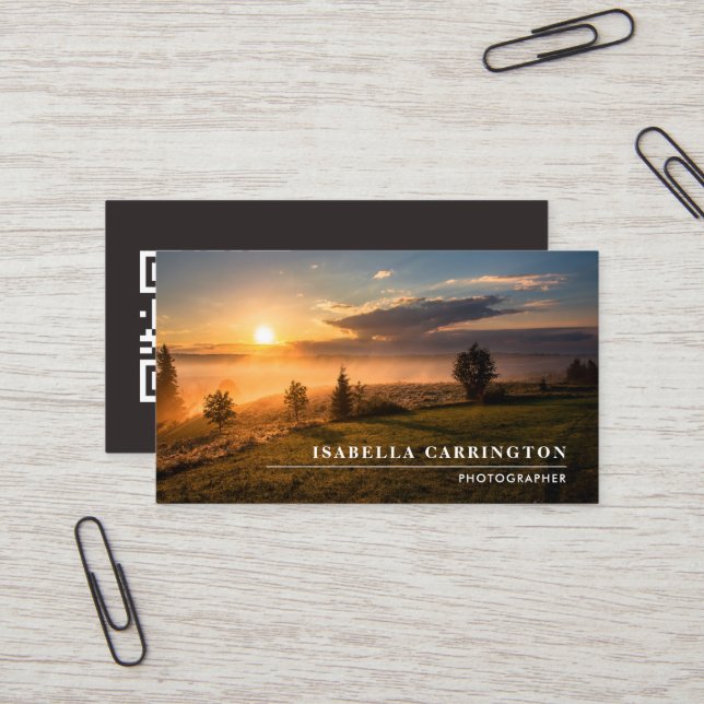 Minimalt Affärskort för fotoQR-kod Visitkort (Fram/Back In Situ)