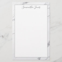 Minimalt anpassat namn för modern vit marmor brevpapper