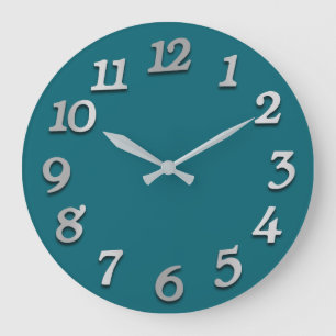 Minimalt antal Grått Silver Grått Teal Aqua Wood Stor Klocka